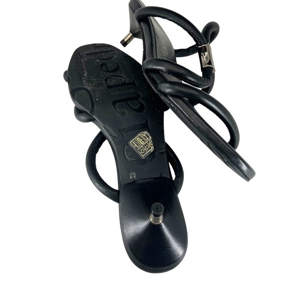 Pedro Garcia Black Leather Open Toe Heeled Sandals Size 6 small Womens - Picture 3 of 8